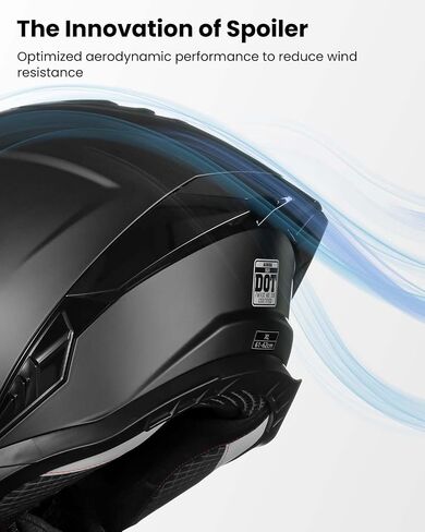 Modular Motorcycle Helmets for Adults Men Women Dual Visor Flip up Full Face Dot Helmet Casco Moto Model 928 (Matte Black, L) in Kuwait