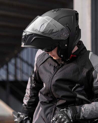 Modular Motorcycle Helmets for Adults Men Women Dual Visor Flip up Full Face Dot Helmet Casco Moto Model 928 (Matte Black, L) in Kuwait