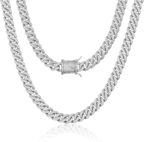 8 مم حقيقي 14k أو الذهب الأبيض مطلي الماس المثلج خارج سلسلة الارتباط الكوبي أو سوار الهيب هوب ميامي قلادة القلادة in Kuwait
