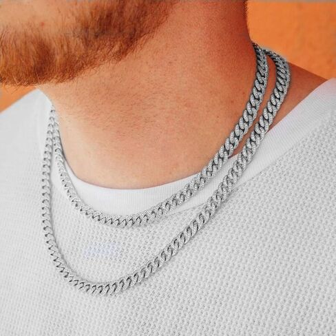 8 مم حقيقي 14k أو الذهب الأبيض مطلي الماس المثلج خارج سلسلة الارتباط الكوبي أو سوار الهيب هوب ميامي قلادة القلادة in Kuwait