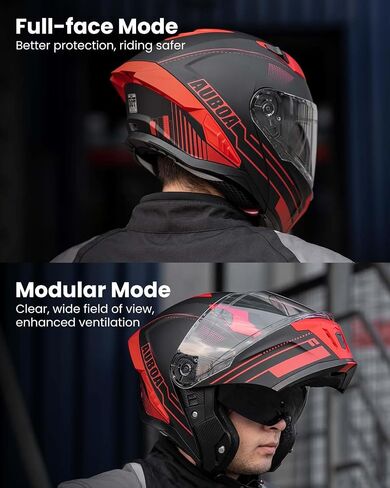 Modular Motorcycle Helmets for Adults Men Women Dual Visor Flip up Full Face Dot Helmet Casco Moto Model 928 (Matte Black, L) in Saudi Arabia