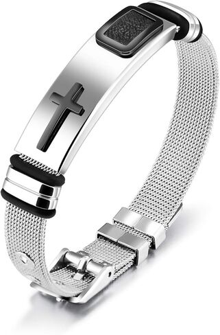 2025 سوار رجالي نهائي ، أساور أسود للرجال ، أنيقة شبكية شبكية شبكية من الفولاذ المقاوم للصدأ الأنيق in Kuwait