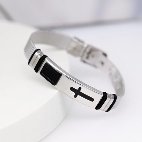 2025 سوار رجالي نهائي ، أساور أسود للرجال ، أنيقة شبكية شبكية شبكية من الفولاذ المقاوم للصدأ الأنيق in Kuwait