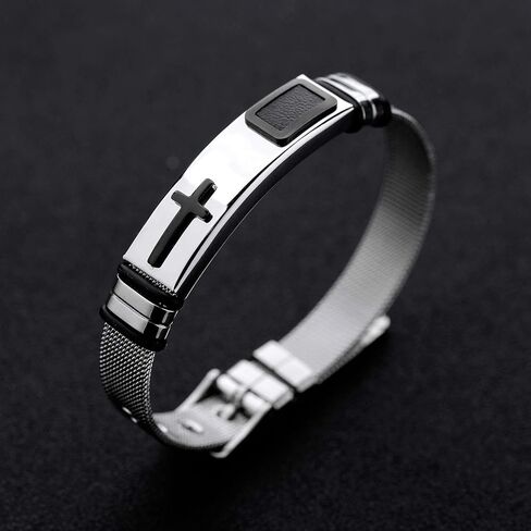 2025 سوار رجالي نهائي ، أساور أسود للرجال ، أنيقة شبكية شبكية شبكية من الفولاذ المقاوم للصدأ الأنيق in Kuwait