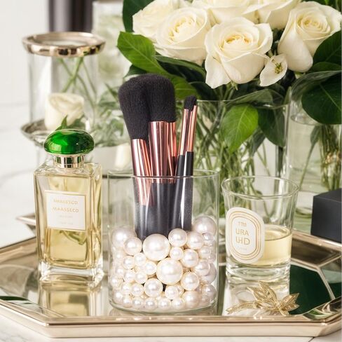 DomeStar 110PCS Floating Beads No Hole, Floating Pearls Vase Fillers Table Centerpieces Faux Pearls for Vase Floating Candle Centerpiece Home Weddings Party Decoration, 10/14/20/30 mm(Gold) in Kuwait