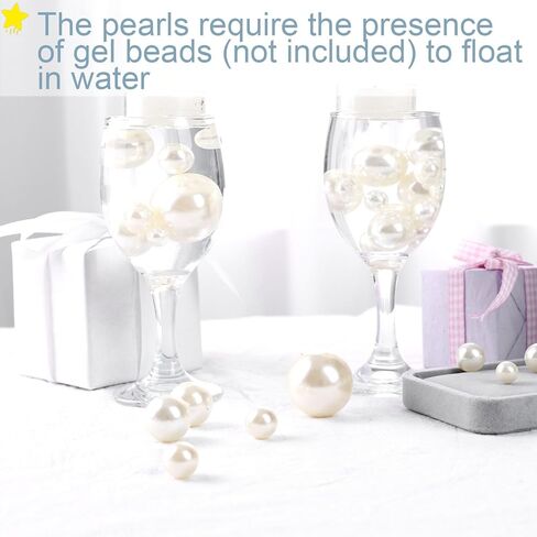 DomeStar 110PCS Floating Beads No Hole, Floating Pearls Vase Fillers Table Centerpieces Faux Pearls for Vase Floating Candle Centerpiece Home Weddings Party Decoration, 10/14/20/30 mm(Gold) in Kuwait