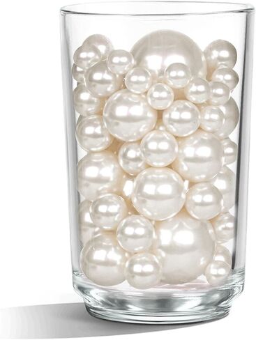 DomeStar 110PCS Floating Beads No Hole, Floating Pearls Vase Fillers Table Centerpieces Faux Pearls for Vase Floating Candle Centerpiece Home Weddings Party Decoration, 10/14/20/30 mm(Gold) in Kuwait