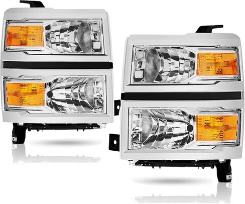 مجموعة المصابيح الأمامية لعام 2014 2015 Chevy Silverado 1500 Halogen Head Light Light President President and Raptenger Side ، Black Housing Amber Side in Kuwait