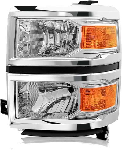 مجموعة المصابيح الأمامية لعام 2014 2015 Chevy Silverado 1500 Halogen Head Light Light President President and Raptenger Side ، Black Housing Amber Side in Kuwait