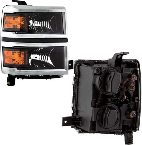 مجموعة المصابيح الأمامية لعام 2014 2015 Chevy Silverado 1500 Halogen Head Light Light President President and Raptenger Side ، Black Housing Amber Side in Kuwait