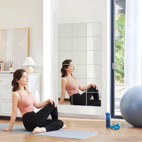 LXCREAT Hexagon Self Adhesive Stick on Mirror for Wall, Small Unbreakable Acrylic Mirrors Tiles 11.8x11.8 Inch 4PCS, Flexible Full Length Peel and Stick Mirror for Bathroom Gym Home Door Decor in Saudi Arabia