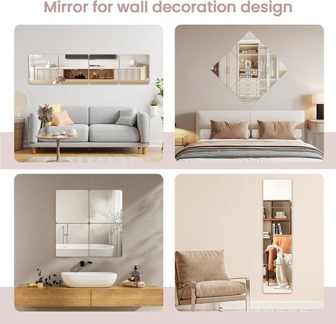 LXCREAT Hexagon Self Adhesive Stick on Mirror for Wall, Small Unbreakable Acrylic Mirrors Tiles 11.8x11.8 Inch 4PCS, Flexible Full Length Peel and Stick Mirror for Bathroom Gym Home Door Decor in Saudi Arabia