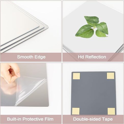 LXCREAT Hexagon Self Adhesive Stick on Mirror for Wall, Small Unbreakable Acrylic Mirrors Tiles 11.8x11.8 Inch 4PCS, Flexible Full Length Peel and Stick Mirror for Bathroom Gym Home Door Decor in Saudi Arabia