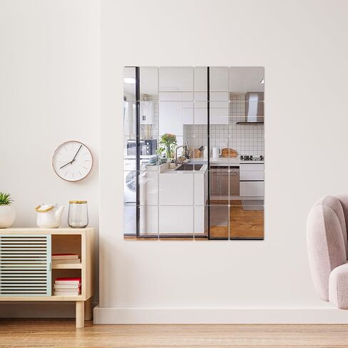 LXCREAT Hexagon Self Adhesive Stick on Mirror for Wall, Small Unbreakable Acrylic Mirrors Tiles 11.8x11.8 Inch 4PCS, Flexible Full Length Peel and Stick Mirror for Bathroom Gym Home Door Decor in Saudi Arabia