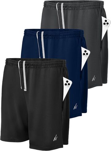 NY Threads 3 Pack Men's Athletic Shorts Quick Dry Lightweight Workout Running Gym Shorts with Pockets in Saudi Arabia
