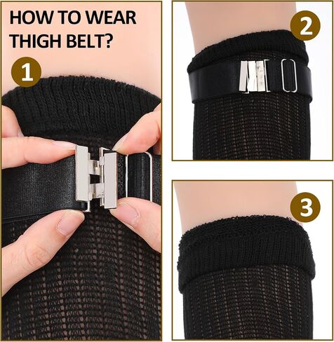 2PCS Women’s Garter Belts Plus Size, Adjustable High Elastic Black Garter Belts with Buckle, Leg Harness Thigh Bands Fastening Leg Garters for Thick Thighs in Saudi Arabia