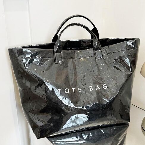 Kraft Paper Tote Bags with PVC Surface for Women Top-handle Bag Vintage Clear Purses Handbag Satchel in Saudi Arabia