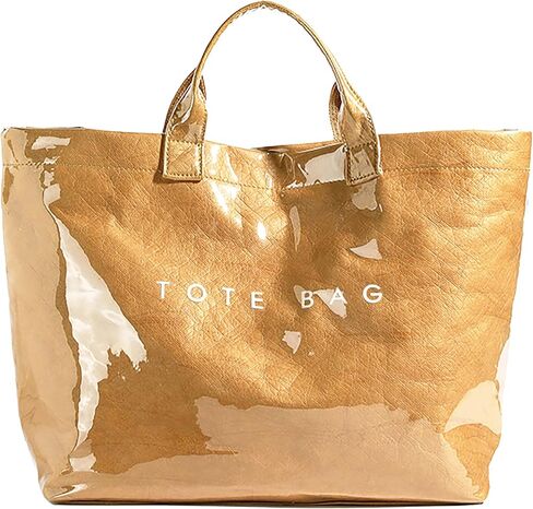 Kraft Paper Tote Bags with PVC Surface for Women Top-handle Bag Vintage Clear Purses Handbag Satchel in Kuwait