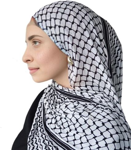 Palestinian Keffiyeh Shemagh Hijab Scarf, Muslim Women Kuffiyeh Arab Headwear in Saudi Arabia