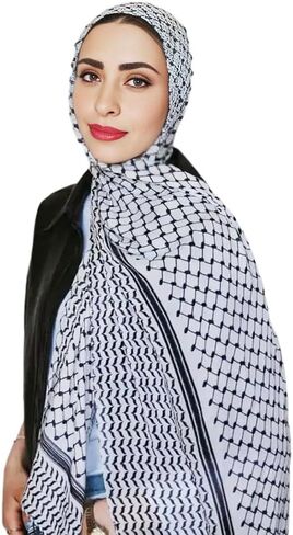 Palestinian Keffiyeh Shemagh Hijab Scarf, Muslim Women Kuffiyeh Arab Headwear in Saudi Arabia