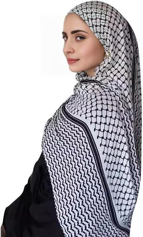 Palestinian Keffiyeh Shemagh Hijab Scarf, Muslim Women Kuffiyeh Arab Headwear in Saudi Arabia