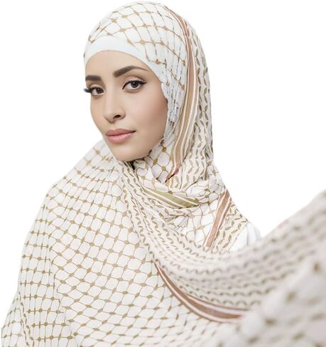 Palestinian Keffiyeh Shemagh Hijab Scarf, Muslim Women Kuffiyeh Arab Headwear in Saudi Arabia