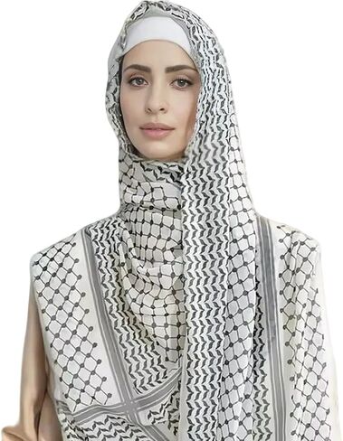 Palestinian Keffiyeh Shemagh Hijab Scarf, Muslim Women Kuffiyeh Arab Headwear in Saudi Arabia