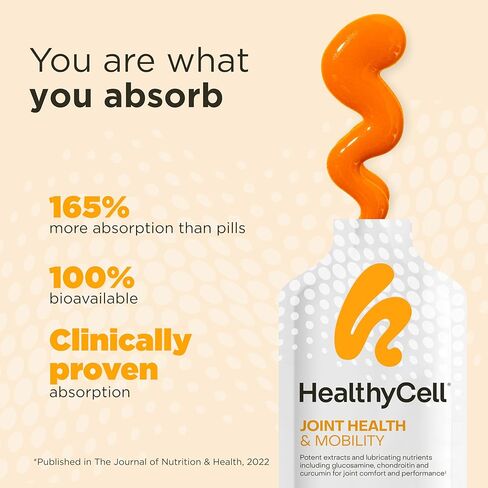 Healthycell Joint Health & Mobility Daily Liquid Supplement - Joint Support Supplement, Inflammation Response, Cartilage & Flexibility with Curcumin, Glucosamine & Chondroitin - 14 Gel Packs in Kuwait