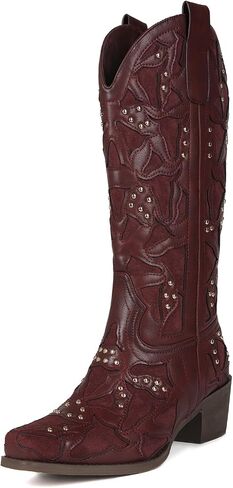 Cowboy Boots Women Leather Embroidery Ladies Square Toe Western Cowgirl Boots in Saudi Arabia