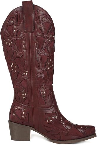 Cowboy Boots Women Leather Embroidery Ladies Square Toe Western Cowgirl Boots in Saudi Arabia