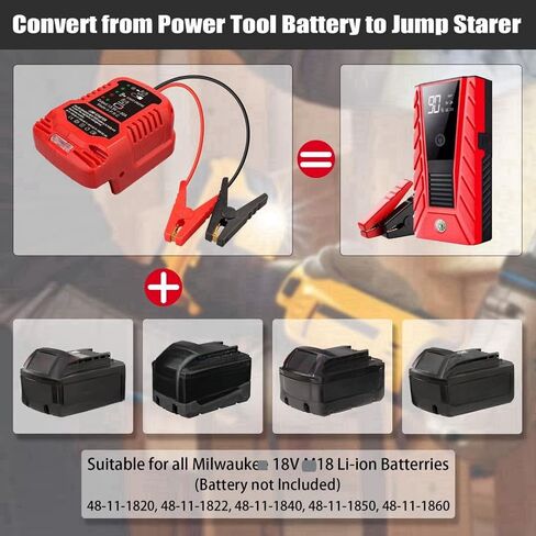 كابلات الطائر مع محول ل Milwaukee M-18 18 فولت بطارية القفز بطارية بداية ، 12V قفزة محمولة سيارة ، مع 11AWG القفز كابل لدعم السيارات محول (البطارية غير متضمنة) in Kuwait