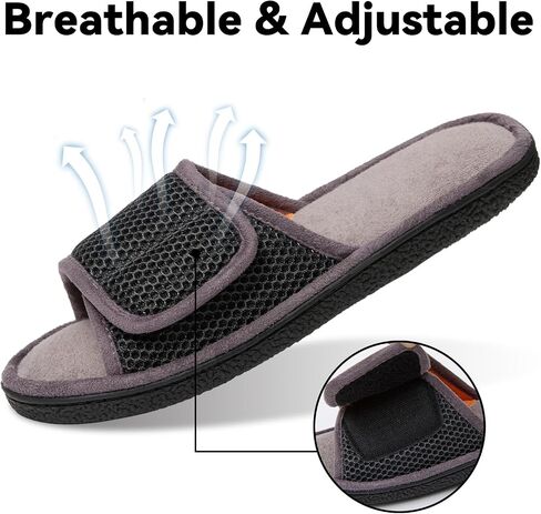 Magtoe Men's Adjustable Indoor Slippers Open Toe Arch Support Memory Foam Home Slippers in Saudi Arabia