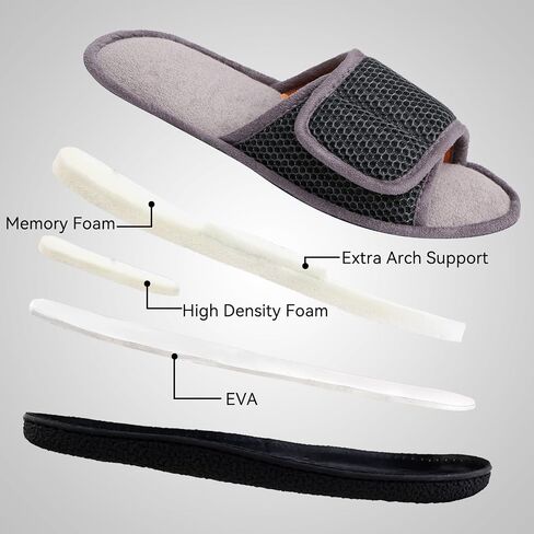 Magtoe Men's Adjustable Indoor Slippers Open Toe Arch Support Memory Foam Home Slippers in Saudi Arabia