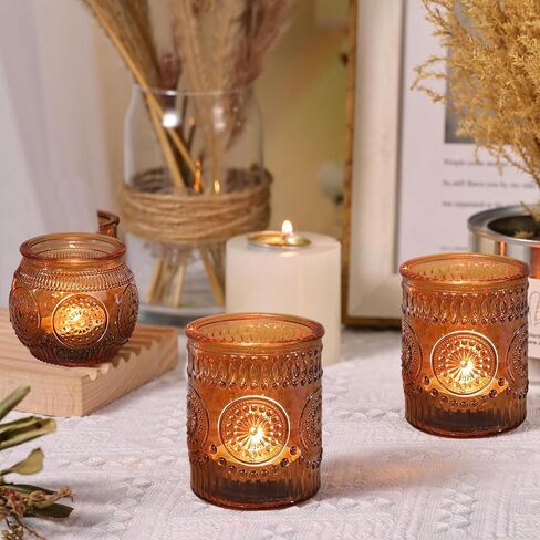 12 Pcs Clear Glass Votive Candle Holders, Vintage Candle Holder Bulk, Tealight Candle Holders for Table Centerpieces, Home, Bridal Shower, Birthday, Party Table Decor in Kuwait