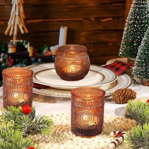 12 Pcs Clear Glass Votive Candle Holders, Vintage Candle Holder Bulk, Tealight Candle Holders for Table Centerpieces, Home, Bridal Shower, Birthday, Party Table Decor in Kuwait