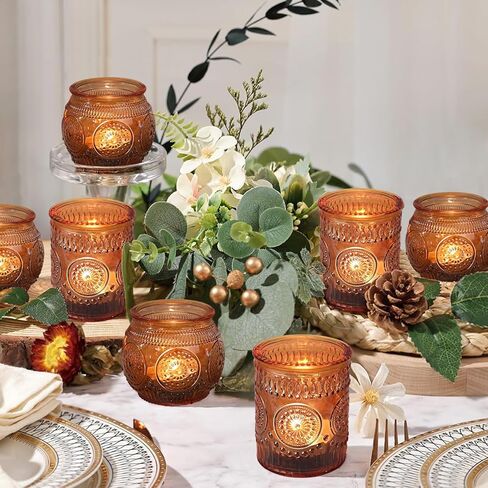 12 Pcs Clear Glass Votive Candle Holders, Vintage Candle Holder Bulk, Tealight Candle Holders for Table Centerpieces, Home, Bridal Shower, Birthday, Party Table Decor in Kuwait