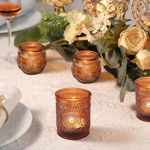 12 Pcs Clear Glass Votive Candle Holders, Vintage Candle Holder Bulk, Tealight Candle Holders for Table Centerpieces, Home, Bridal Shower, Birthday, Party Table Decor in Kuwait