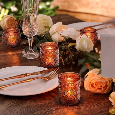 12 Pcs Clear Glass Votive Candle Holders, Vintage Candle Holder Bulk, Tealight Candle Holders for Table Centerpieces, Home, Bridal Shower, Birthday, Party Table Decor in Kuwait