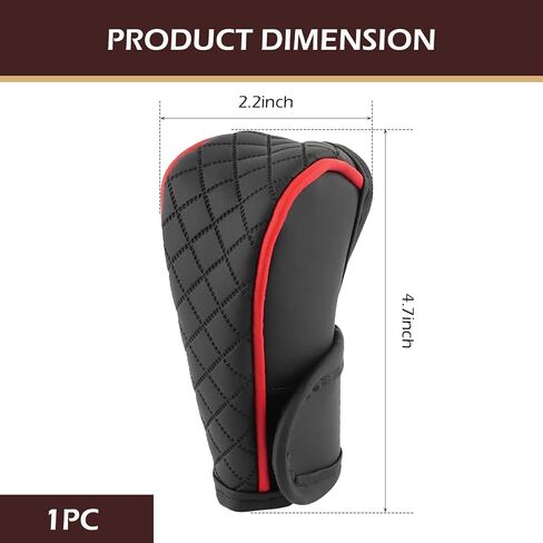 Car Gear Shift Cover, Leather Shifter Cover, Gear Shift Knob Cover for Shift Lever Protection, Universal Car Gear Shift Cover, Car Decoration Accessories (Black-Red) in Saudi Arabia