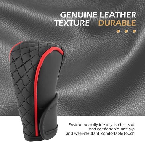 Car Gear Shift Cover, Leather Shifter Cover, Gear Shift Knob Cover for Shift Lever Protection, Universal Car Gear Shift Cover, Car Decoration Accessories (Black-Red) in Saudi Arabia