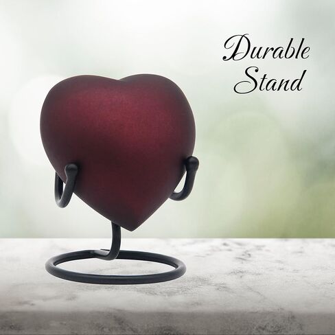 جرة القلب للرماد البشري - جرة حرق الجثث الصغيرة مع فتحة غطاء آمنة وسهلة - جرة تذكارية مع حامل متين للرماد المحبوب in Kuwait