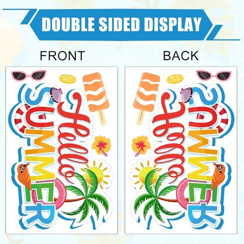 9 ملاءات مرحبا الصيف نافذة كربات الكرتون الجليد اللوليلي gnome الشاطئ ملصقات نافذة على الوجهين شارات زجاجية للمنزل ديكور مكتب الحفلات in Kuwait