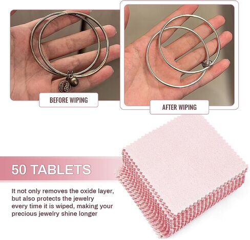 yuntop 50pcs Jewelry Cleaning Cloth, 3.15 x 3.15 Inch Polishing Cloths for Silver Gold Platinum Jewelry Ring Glasses Watch Coins in Saudi Arabia