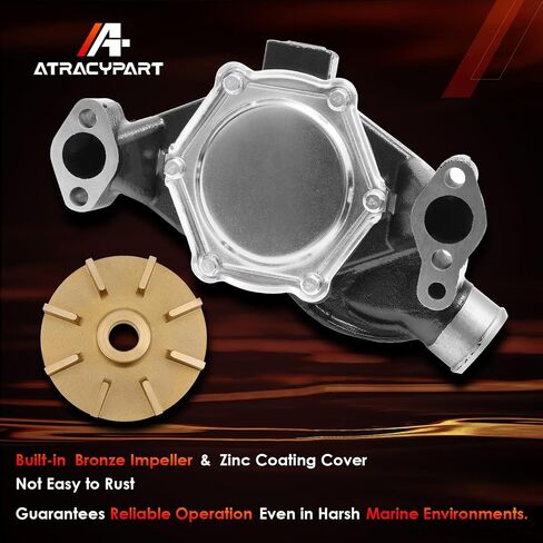 Circulating Water Pump with Gaskets | Replacement for Mercruiser, 1968-1998 OMC, Stern Drive, Chrysler and Indmar, Inboard Engines | Replaces# 8M0113734, 8503991, 18-3599-2, 17437 in Saudi Arabia