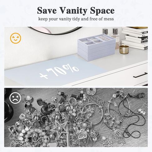 Jewelry Drawer Organizer, Jewelry Organizers for Drawer Inserts Velvet Stackable Jewelry Tray Organizers Earring Necklace Organizer Trays and Storage for Women, Grey in Saudi Arabia