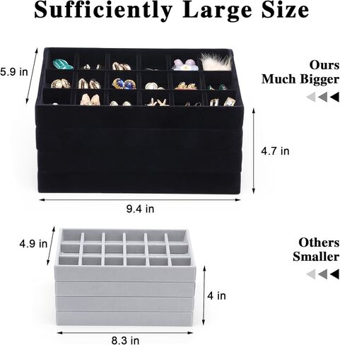 Jewelry Drawer Organizer, Jewelry Organizers for Drawer Inserts Velvet Stackable Jewelry Tray Organizers Earring Necklace Organizer Trays and Storage for Women, Grey in Saudi Arabia