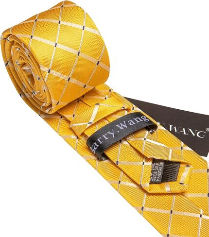 Barry.Wang Tie Sets Man Silk Solid Plaid Skinny Extra Long Necktie Collar Pin Pocket Square Cufflinks Business Wedding in Saudi Arabia