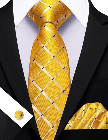 Barry.Wang Tie Sets Man Silk Solid Plaid Skinny Extra Long Necktie Collar Pin Pocket Square Cufflinks Business Wedding in Saudi Arabia