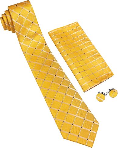 Barry.Wang Tie Sets Man Silk Solid Plaid Skinny Extra Long Necktie Collar Pin Pocket Square Cufflinks Business Wedding in Saudi Arabia