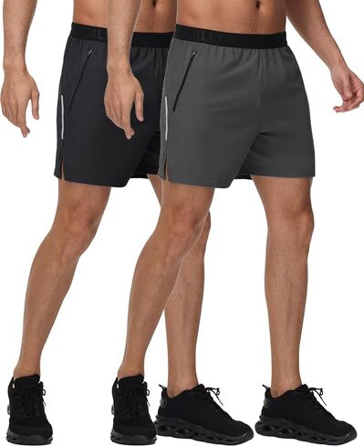 GymBrave Men's 5 inch Athletic Running Shorts with Zipper Pockets Lightweight Quick Dry Workout Gym Shorts for Men in Saudi Arabia